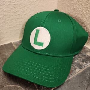 Hat - Luigi L Hat w/ Curved Bill (NEW) - Nintendo - Super Mario